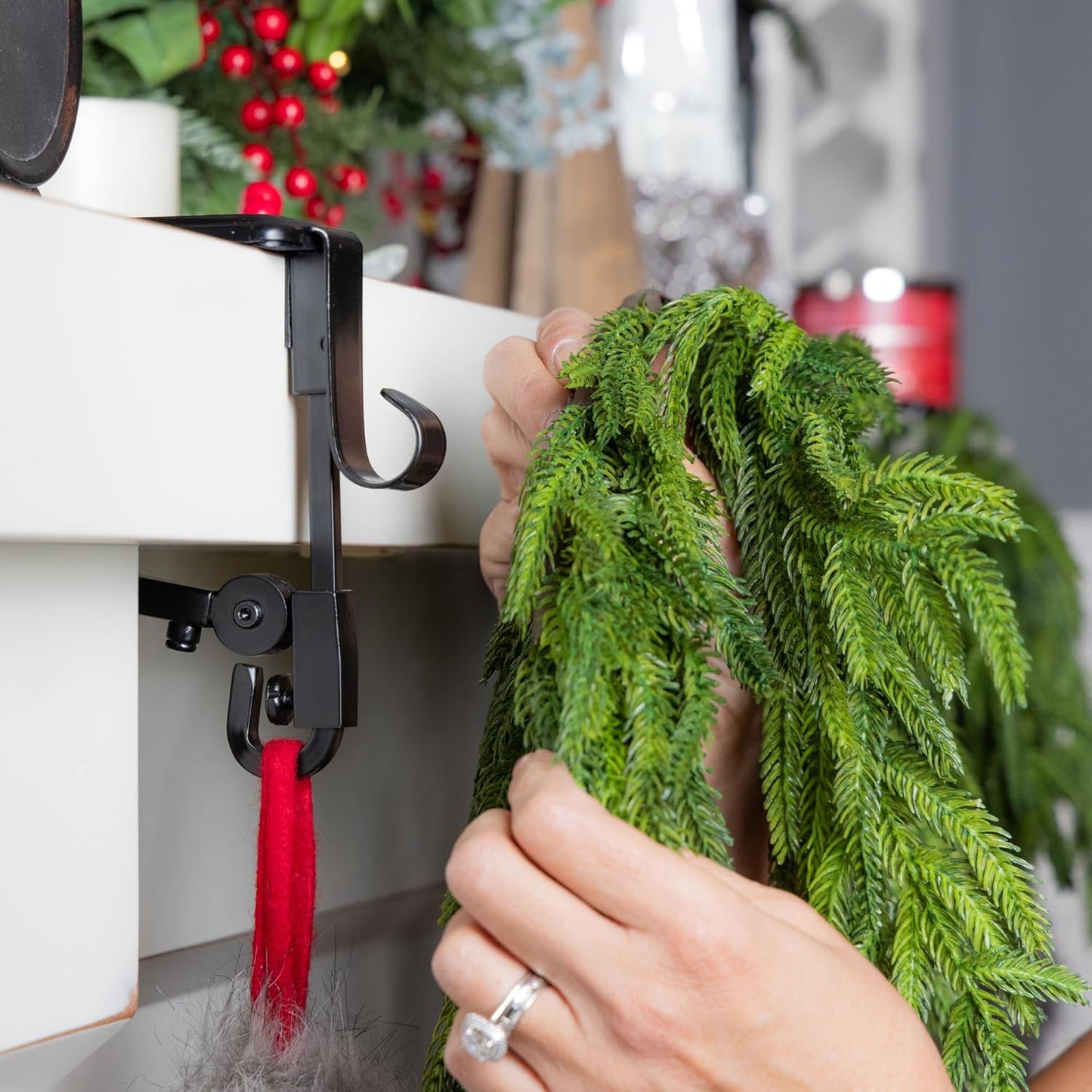 🎄 50% OFF Fireplace Stocking & Garland Hanger – Perfect Christmas Decor!